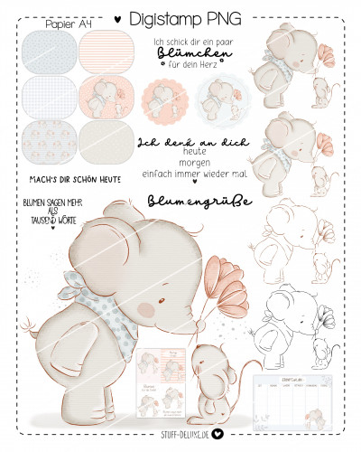 Digistamp + Digipaper Set Blumen für dich 