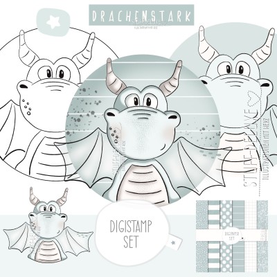 Digistamp + Digipaper Set Drachenstark Junge