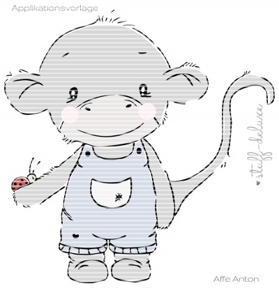 Affe Monkey Applikation Anton Antonia 