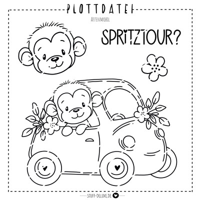 Affenmobil Plottervorlage (einfarbig) 