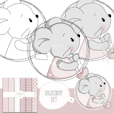 Digistamp + Digipaper Set Maus Fienchen Button 