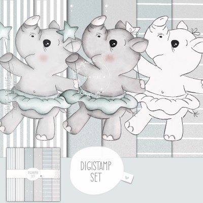 DigiStamp + Digipaper Set Nashorn Ballerina Nina 