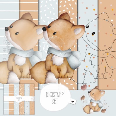 Digistamp + Digipaper Set Herbstfuchs 2