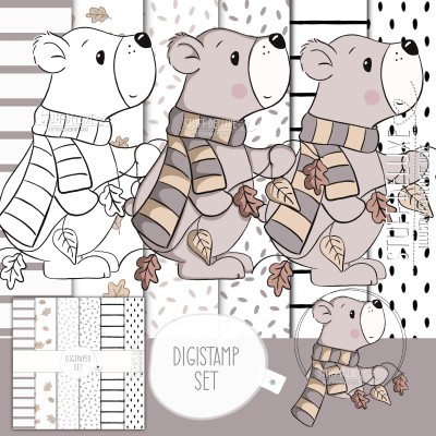 Digistamp + Digipaper Set Herbstbär Norbert 