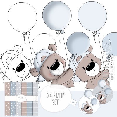 Digistamp + Digipaper Set Ballonbärchen