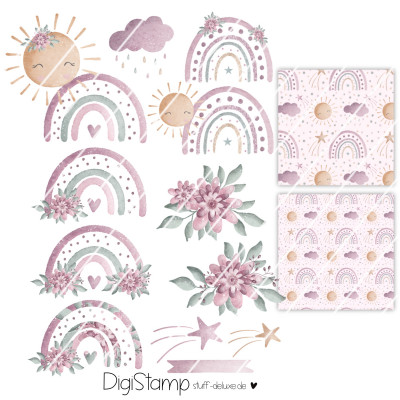 Digistamp + Digipaper  Set Regenbogen