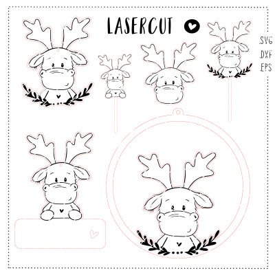 Lasercut Elchi Set  SVG DXF EPS