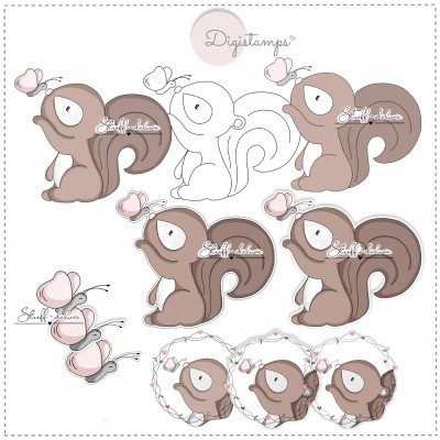 Digistamp Hörnchen mit Schmetterling 