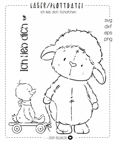 Ich lieb dich Schäfchen Plottervorlage / Laserdatei 