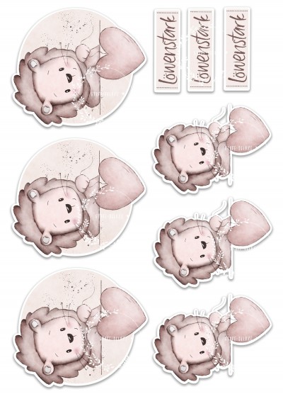 Bügelbild PVC frei Löwe Linus mit Herzchen MINIS Set