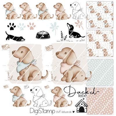 Digistamp + Digipaper  Set Dackel Ruby