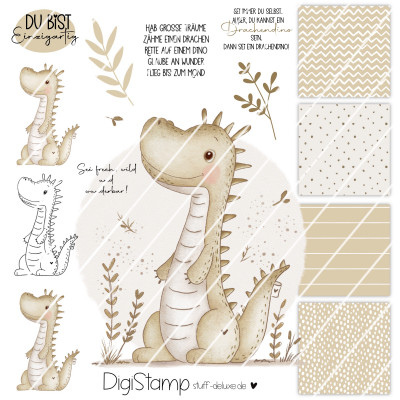 Digistamp + Digipaper Set Drachendino