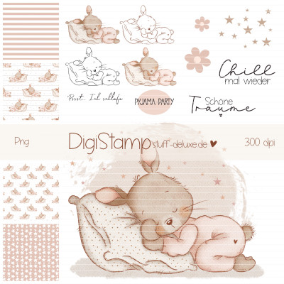 Digistamp + Digipaper Set Gute Nacht Hasi