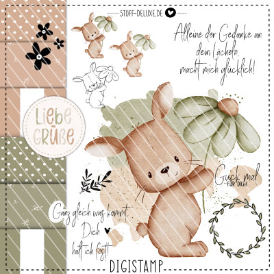 Digistamp + Digipaper Set Hasi mit großer Blume