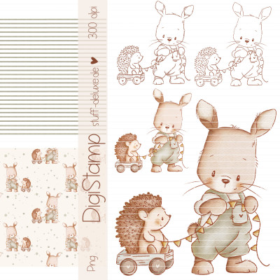 Digistamp + Digipaper Set Hasi und Igel 