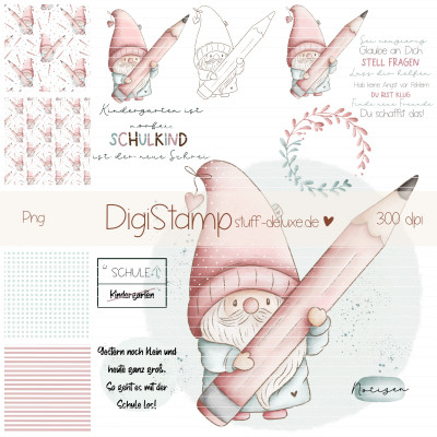 Digistamp + Digipaper  Set kleiner Zwerg ganz groß