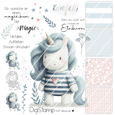 Digistamp + Digipaper Set Lieblingseinhorn